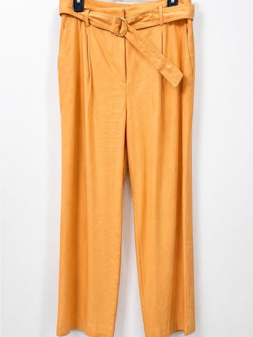 LOFT High-Rise Belted Wide-Leg Pants in Mellon, sherbet,  light orange